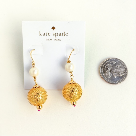 Kate spade pearl gold ball earrings - Picture 3 of 4